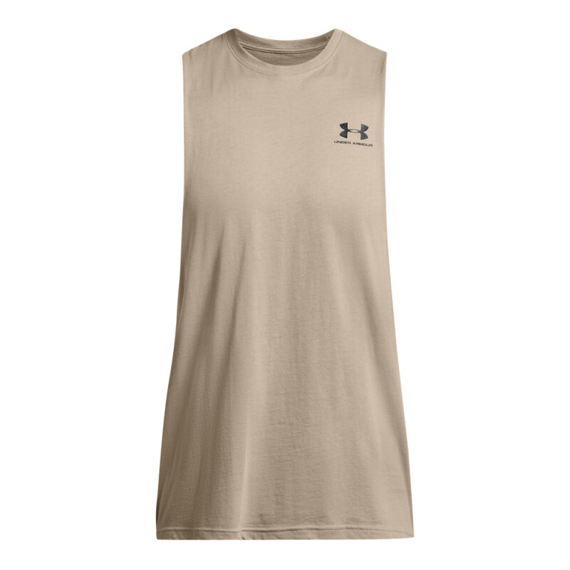 UA LEFT CHEST CUT OFF TANK-BLU BRN-203