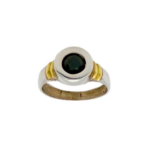 Anillo Solitario-Plata y Oro-Piedra Onix-AN5182 conpiedra
