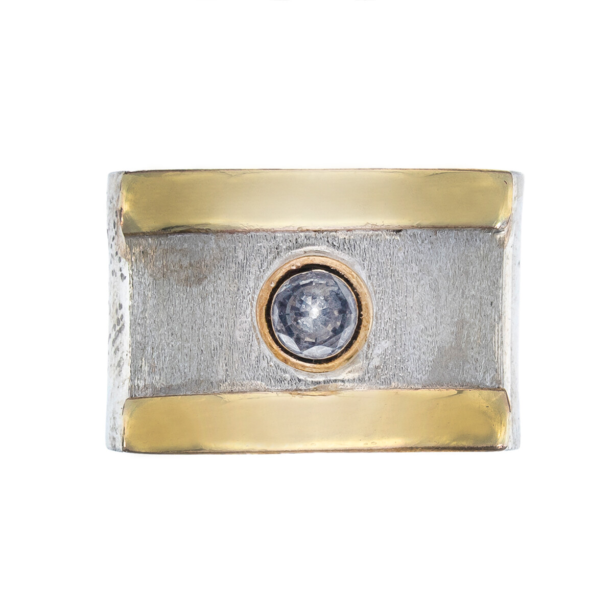 Anillo de plata 925, double en oro 18 ktes y circonias. 