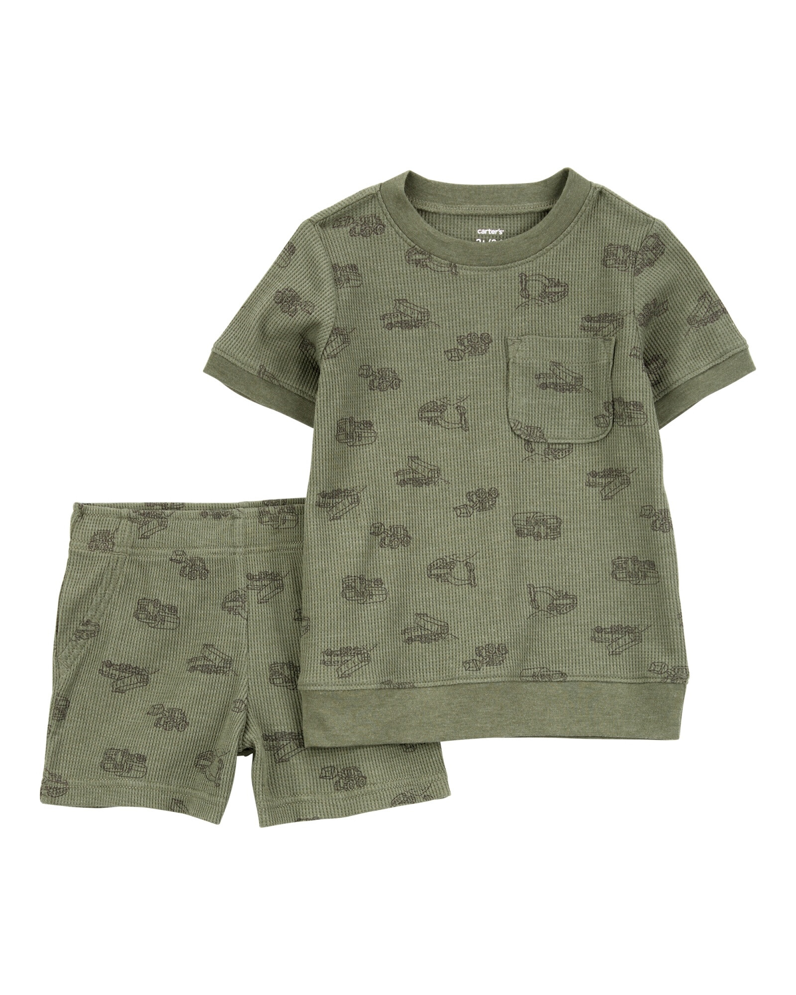 Set dos piezas de algodón, short y remera, diseño construcción Sin color