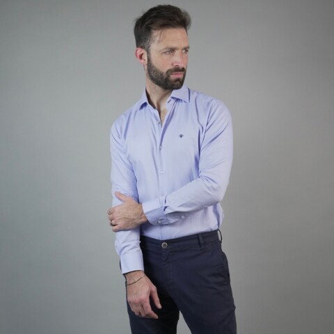 CAMISA LUXURY Celeste Oscuro espigado