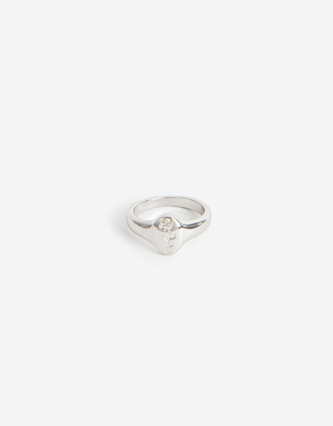Anillos Chicos Metal Anillo Dedo Meñique Sello - Plateado Rodio