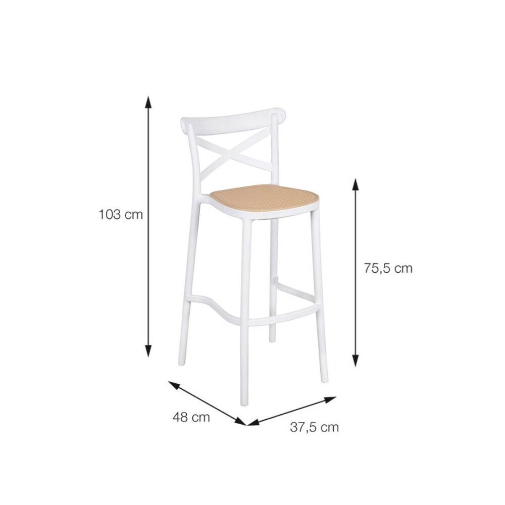 Taburete Plats - Simil Rattan Blanco