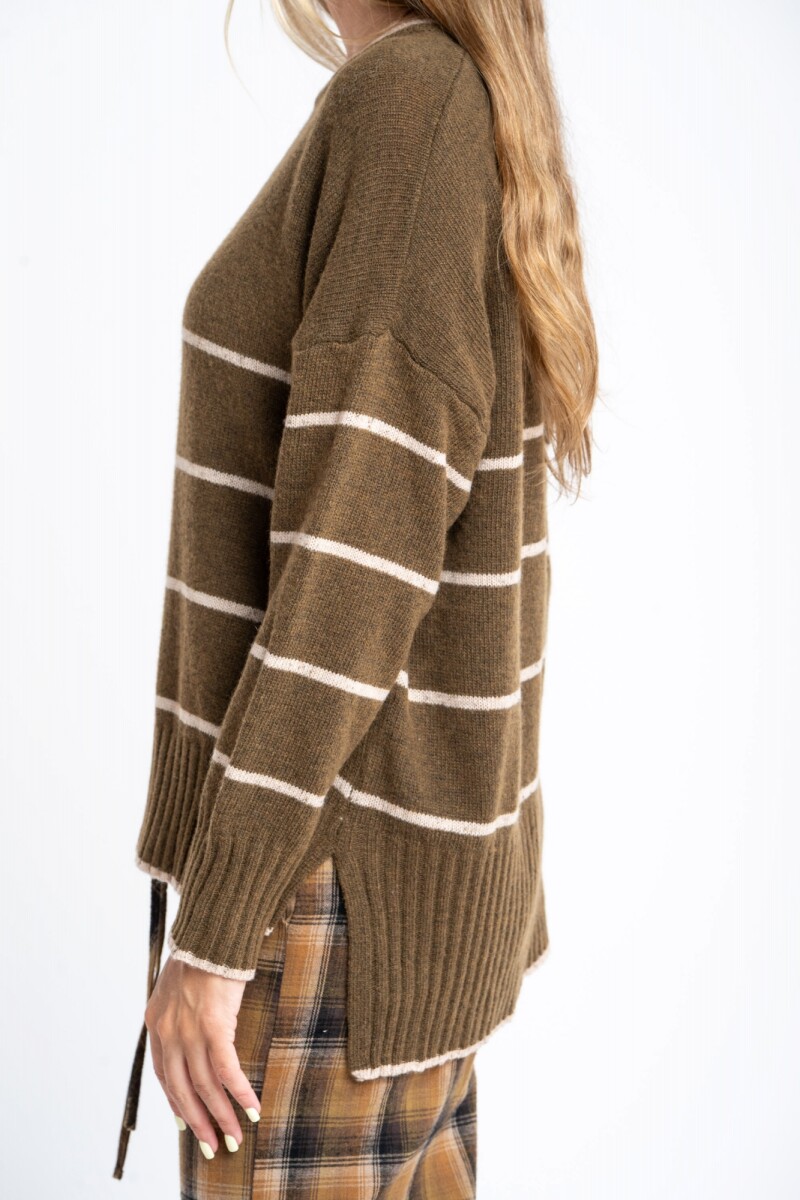Sweater Rayado Lana Oliva