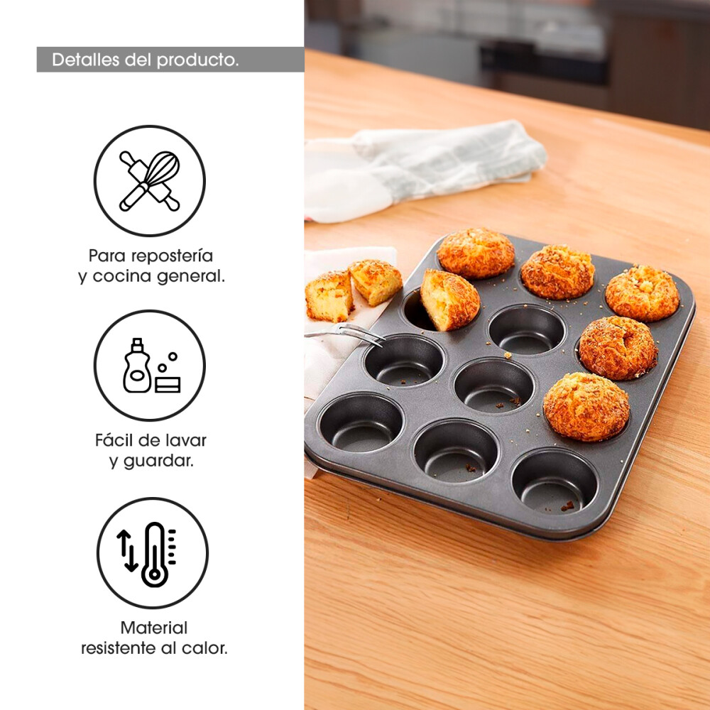 Molde De Teflon Muffins X12 Cupcakes Antiadherente 35 x 26 cm Molde De Teflon Muffins X12 Cupcakes Antiadherente 35 x 26 cm