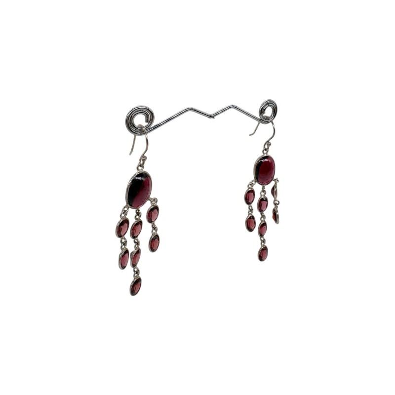 Caravanas racimo Michelle - Plata rodinada 925-Piedra Granate-CA2005 conpiedra