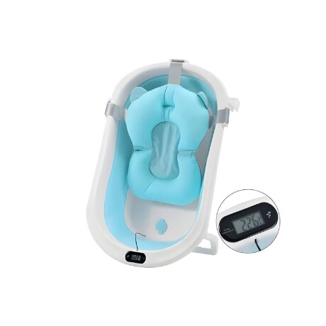 Baño plegable pará bebé con termómetro y colchón Baño plegable pará bebé con termómetro y colchón