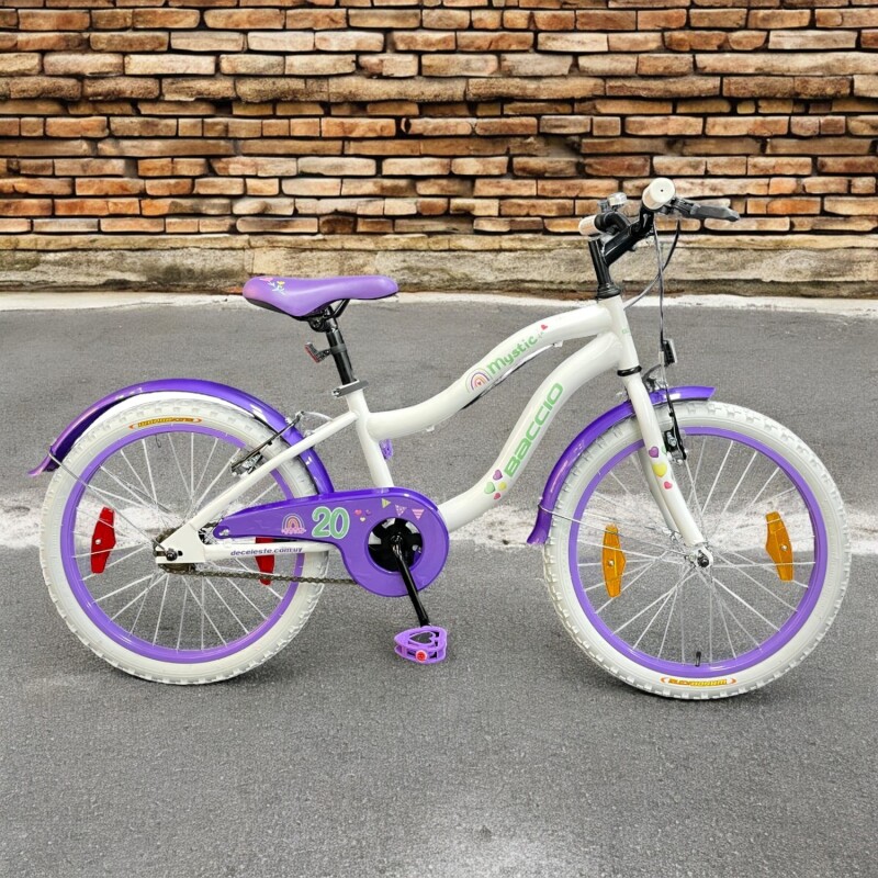 Bicicleta Infantil Baccio Mystic Rodado 20 De Paseo Con Ruedas Estabilizadoras Blanco/Violeta