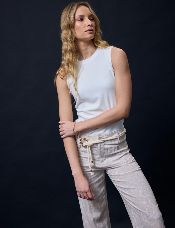 Pantalon Lino Cinto BEIGE/MULTI