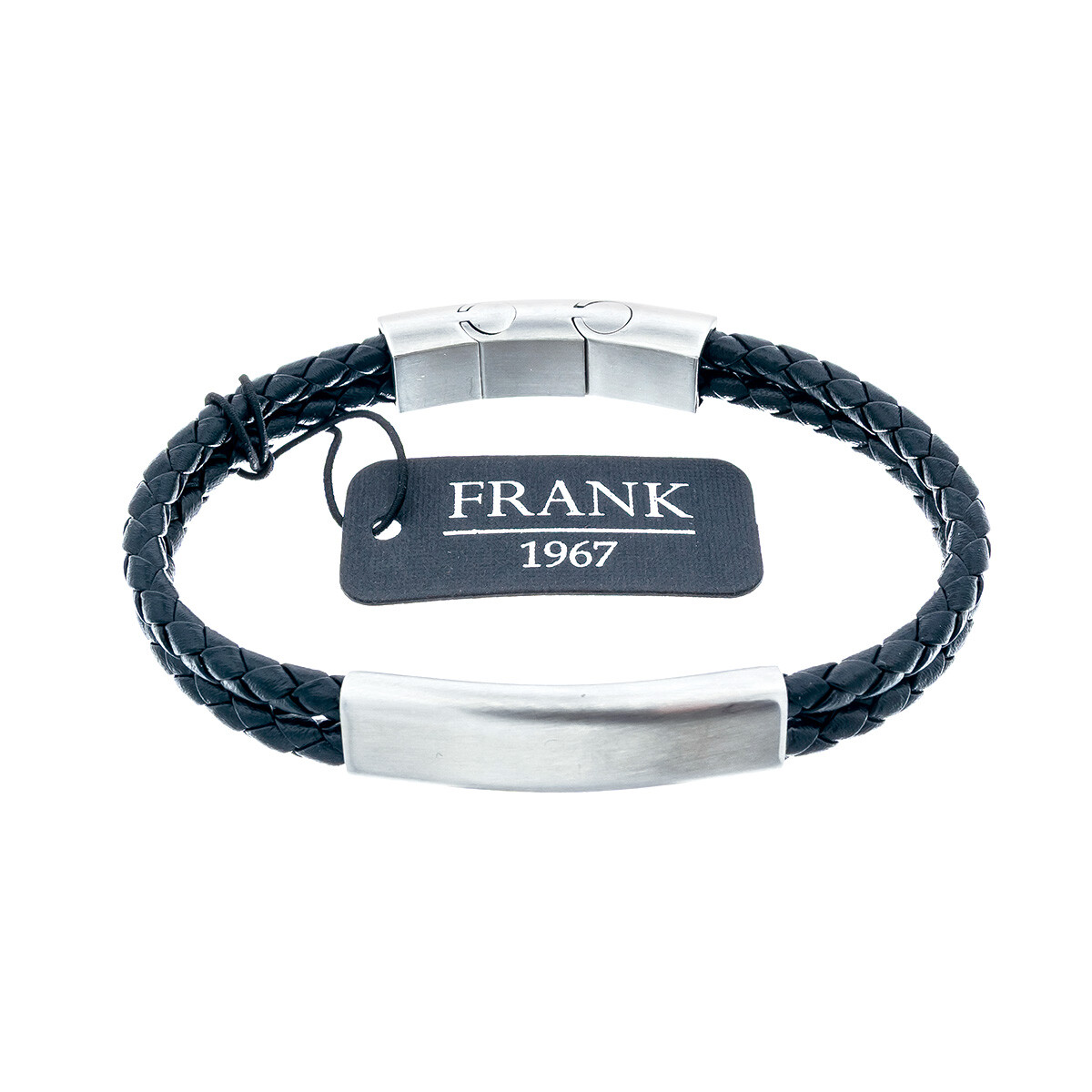 Pulsera de cuero y acero quirugico, FRANK 