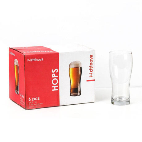 Set X6 Vasos Cerveceros Hops en Vidrio de 570Ml Citinova Transparente