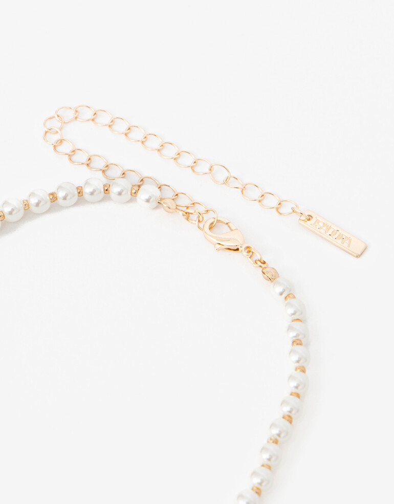 Collares Cortos Perlas Collar Corto De Perlas - Blanco Crema