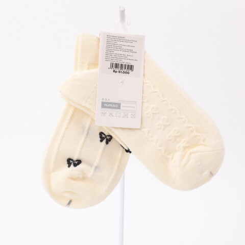 CALCETINES MINI CREW DE MUJER CON LAZO Y ENCAJE (2 PARES/BLANCO) CALCETINES MINI CREW DE MUJER CON LAZO Y ENCAJE (2 PARES/BLANCO)