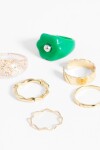 Set anillos acrilico verde dorado