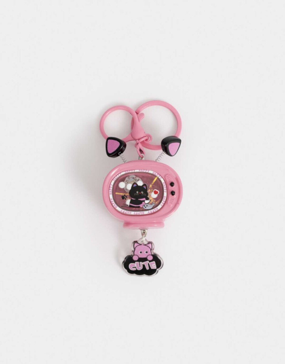 Llavero Y Charm Televisión De Agua - Rosa Claro 