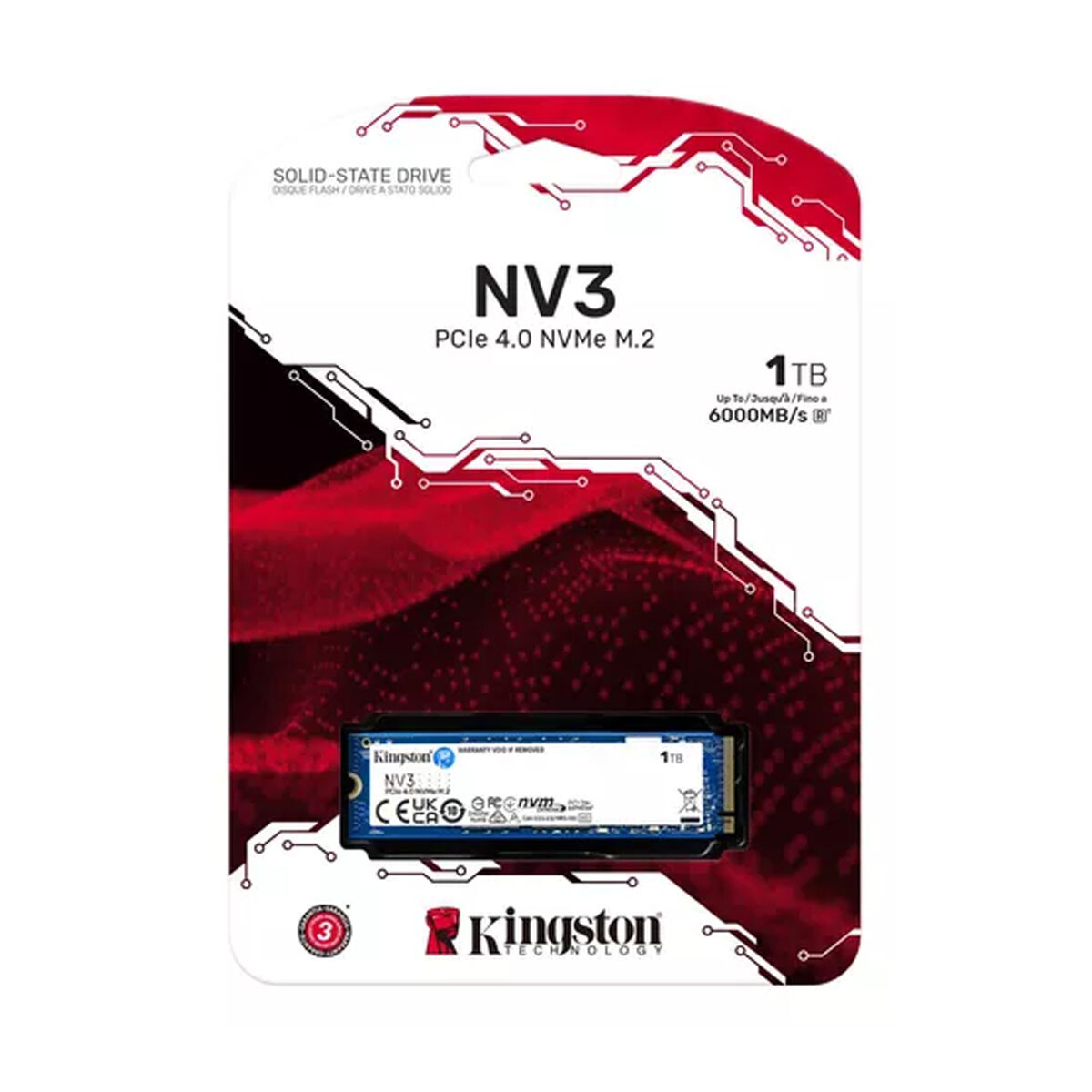 Disco sólido SSD Interno Kingston NV3 1TB M.2 2280 NVMe PCIe 