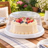 Cubre Torta con Tapa Transparente y Bandeja Plástica 30 cm Blanco