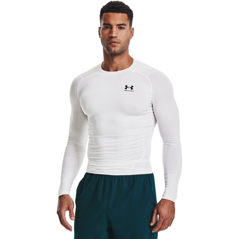 UA HG Armour Comp LS-WHT WHT-100