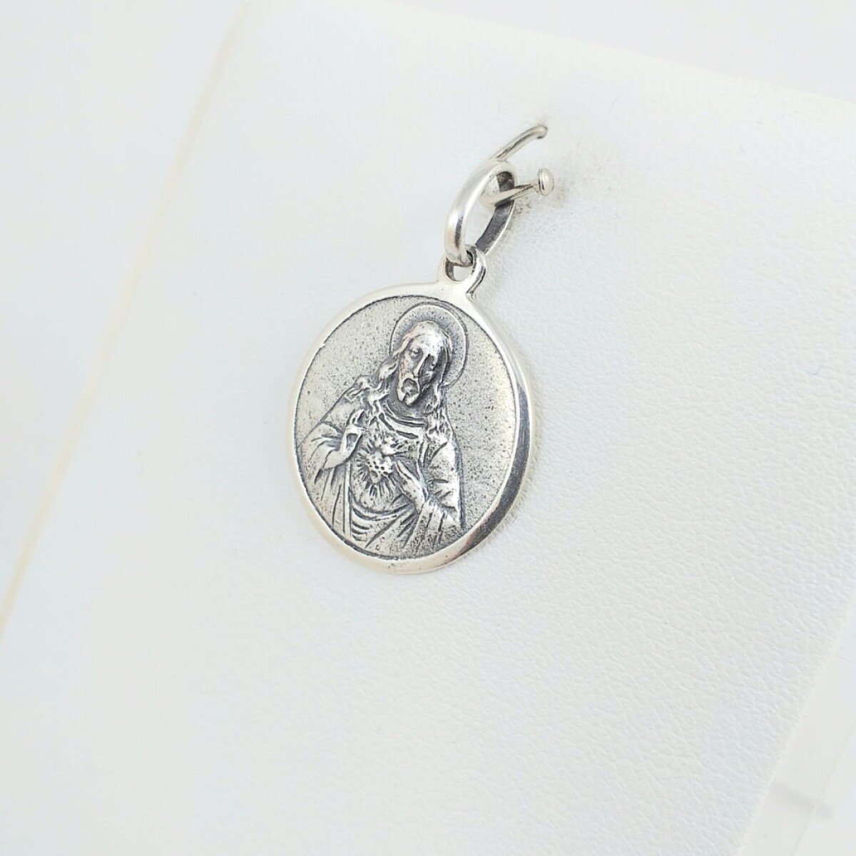 Medalla religiosa de Plata 925 Diámetro 20 mm - Sagrado Corazón de Jesús 