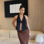FALDA OLIVIA MARRON