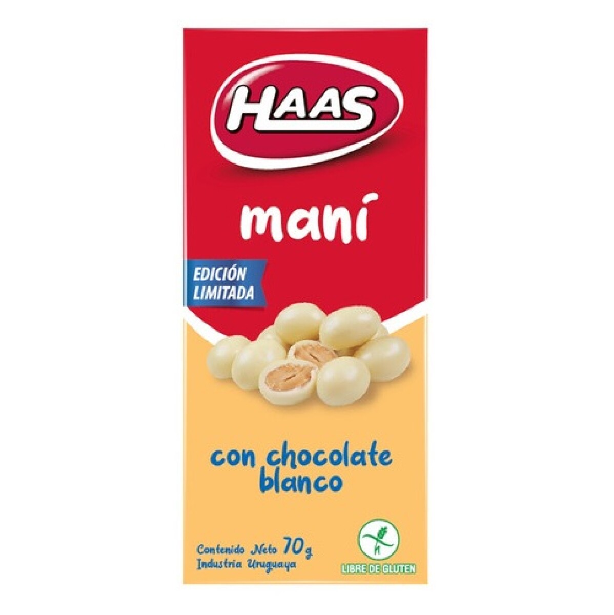 Maní Con Chocolate Blanco Haas 70 Grs. 