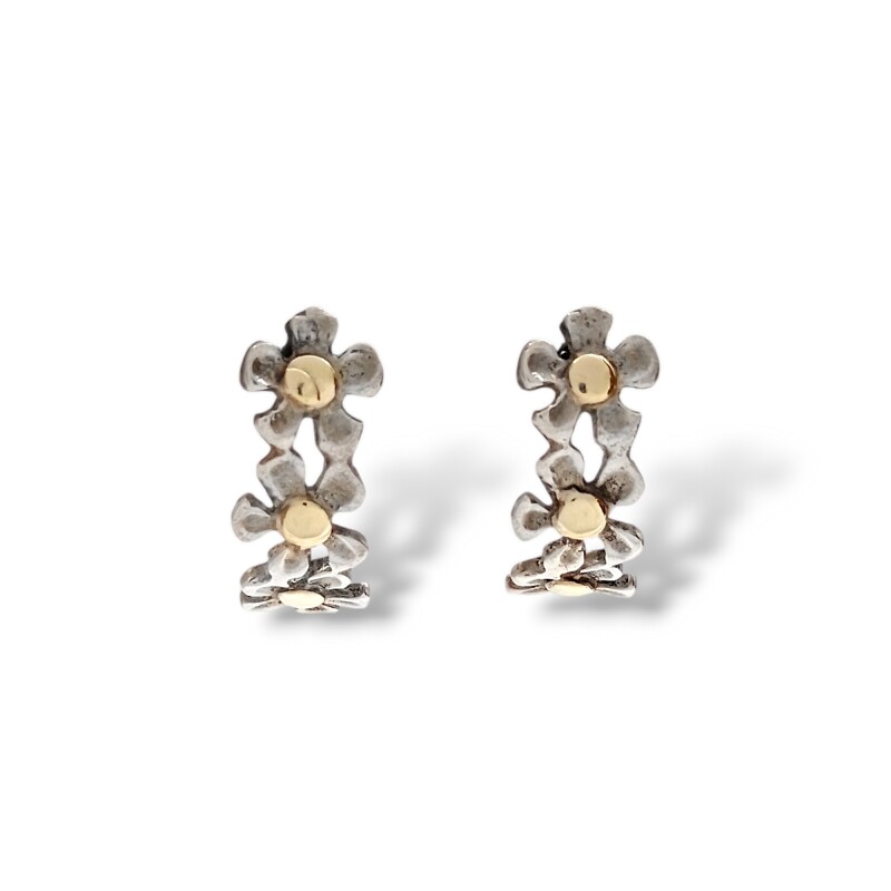 Caravanas Flores-Plata y oro-Sin piedra-CA5063 sinpiedra