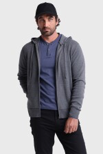 SWEATER ARROW F.ZIPP CAPUCHA GRIS