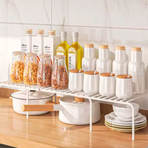 Estante organizador alacena extensible cocina baño Blanco