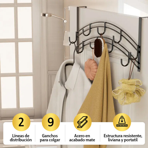 Perchero Pared 9 Ganchos Moderno De Acero Puerta Colgar Perchero Pared 9 Ganchos Moderno De Acero Puerta Colgar