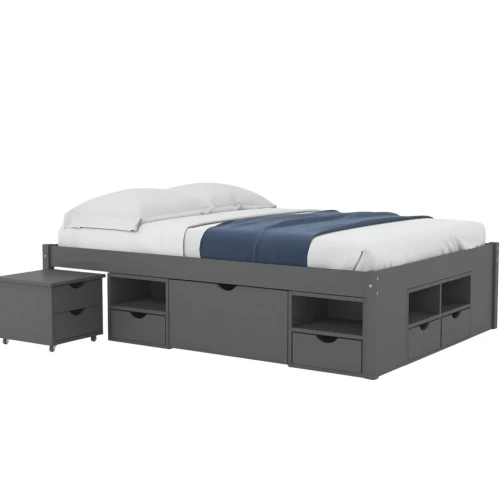 Cama 2 plazas con Cajones - Charme - Linea Funcional Gris