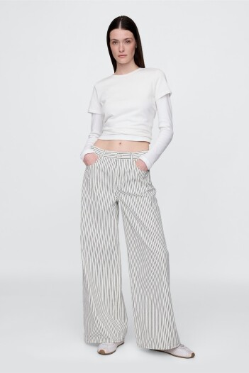 Jean Baggy A Rayas Mujer Indigo Stripe