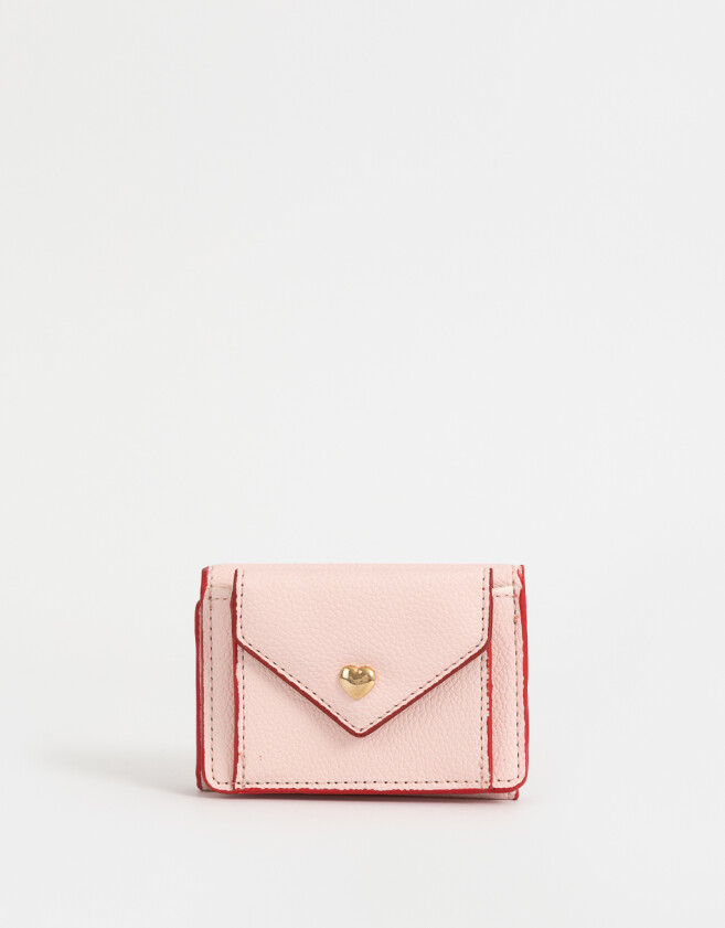 Billetera Romántico Billetera Solapa Corazón - Rosa Claro