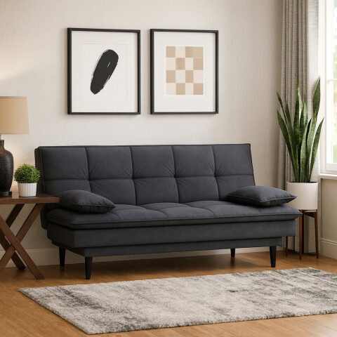 SILLON SOFACAMA LIVERPOOL con asiento reclinable en tela suede con cojines - Gris Titanio SILLON SOFACAMA LIVERPOOL con asiento reclinable en tela suede con cojines - Gris Titanio