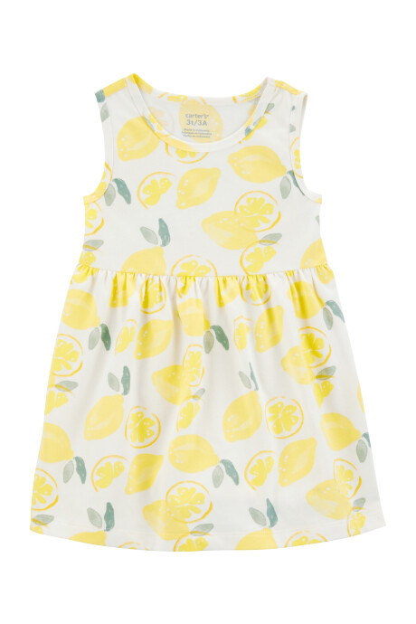 Vestido de algodón, diseño limones Sin color