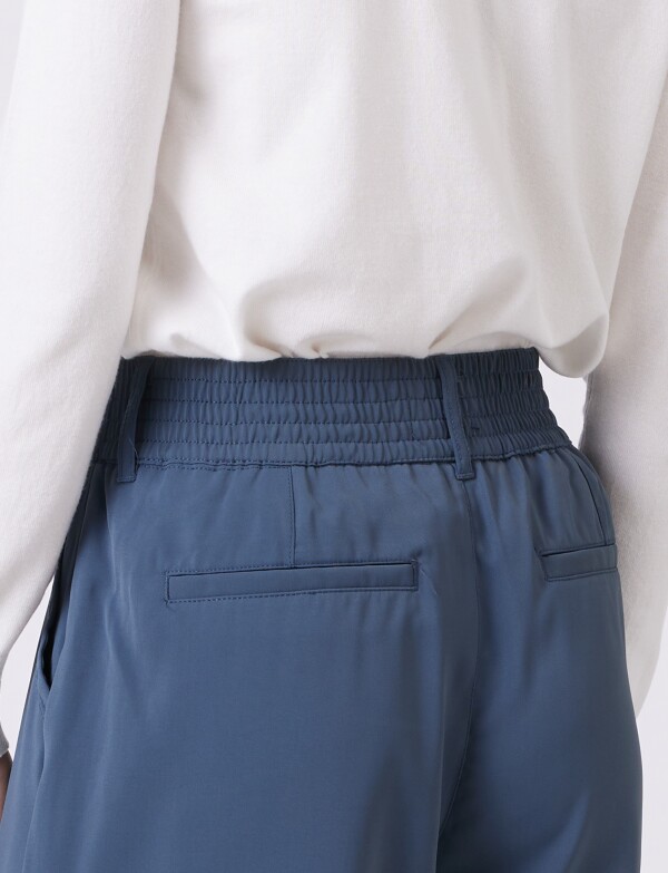 Palazzo Con Doble Botón & Cintura Elástica GRIS AZULADO