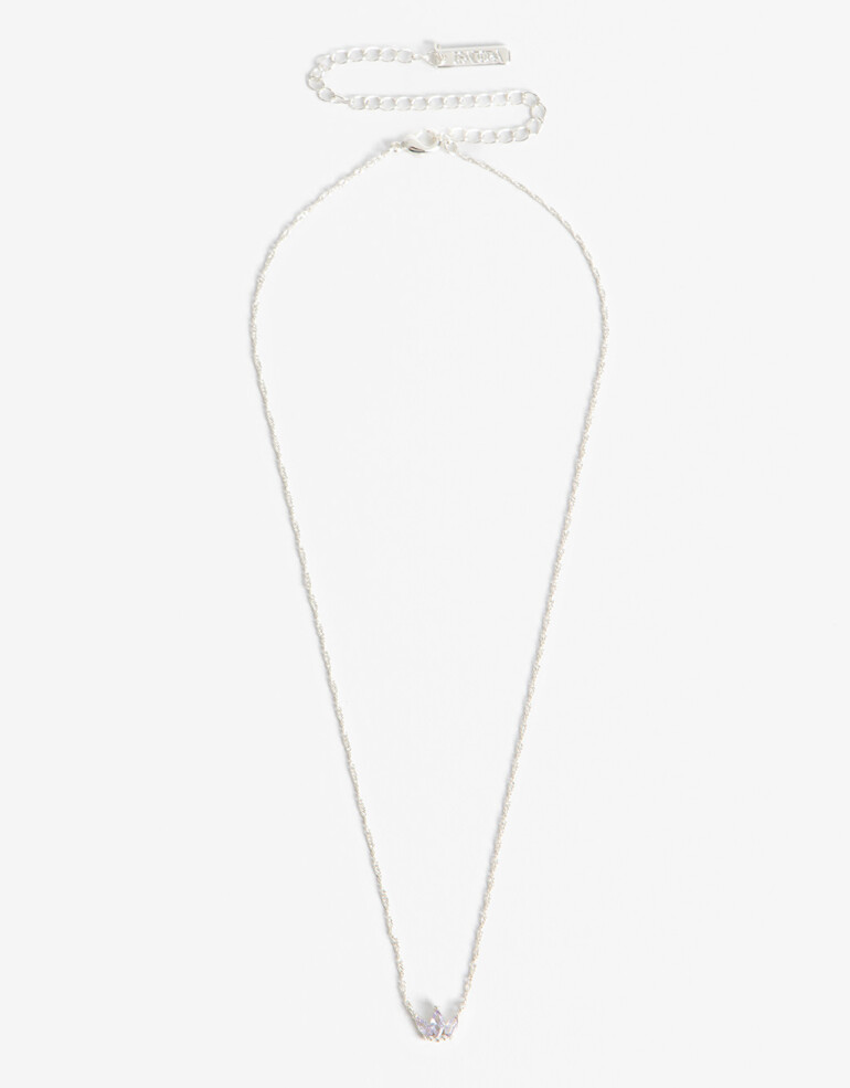 Cadena Corta con Dije Cubic zirconia Collar Con Dije Cubic Plateado - Plateado