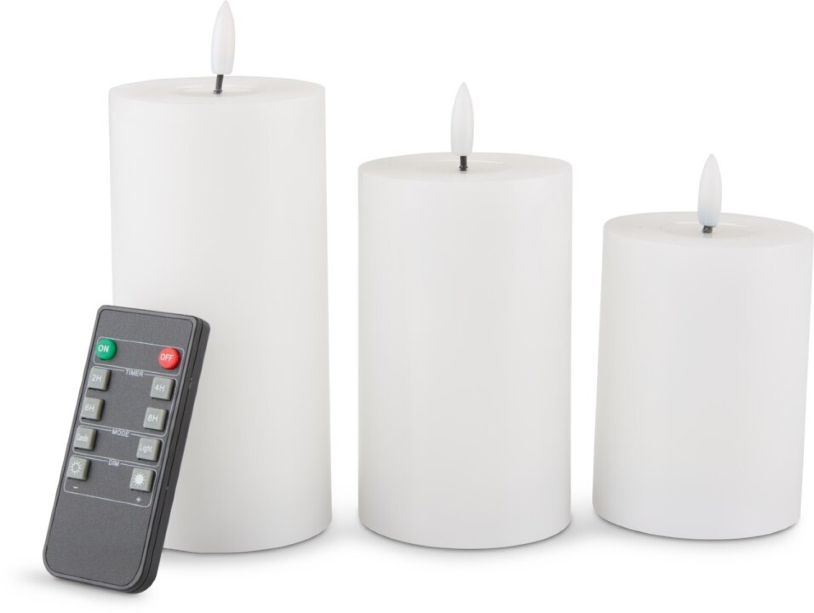 Vela LED EIDE 3 piezas con control - Blanco 