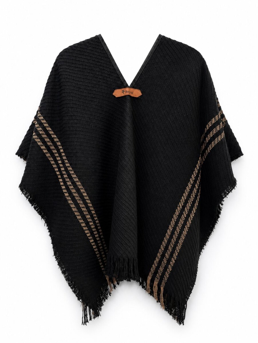 Poncho niño - negro con beige 