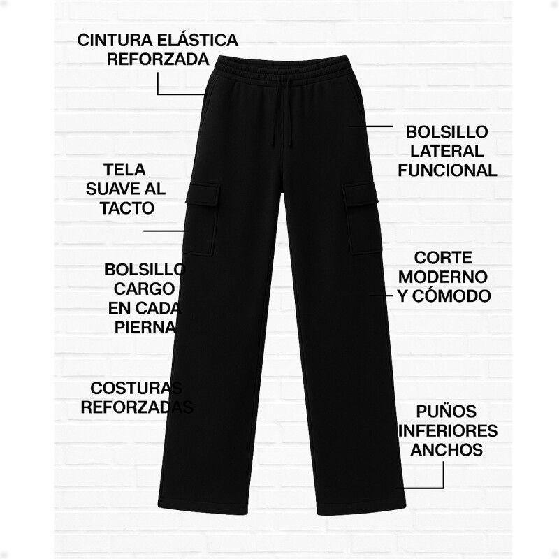 Pantalón Jogging Deportivo Tipo Cargo Negro