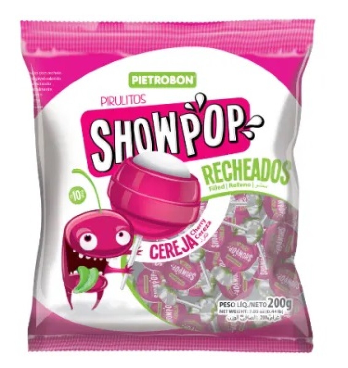 Chupetin relleno Showpop 480g/24 unidades Cereza 