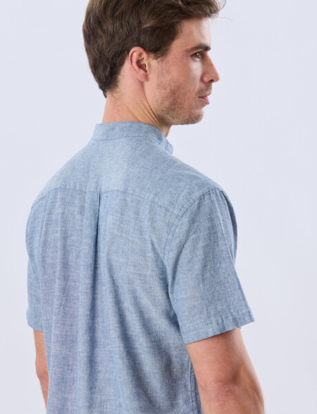CAMISA LISA DE LINO CUELLO MAO Denim