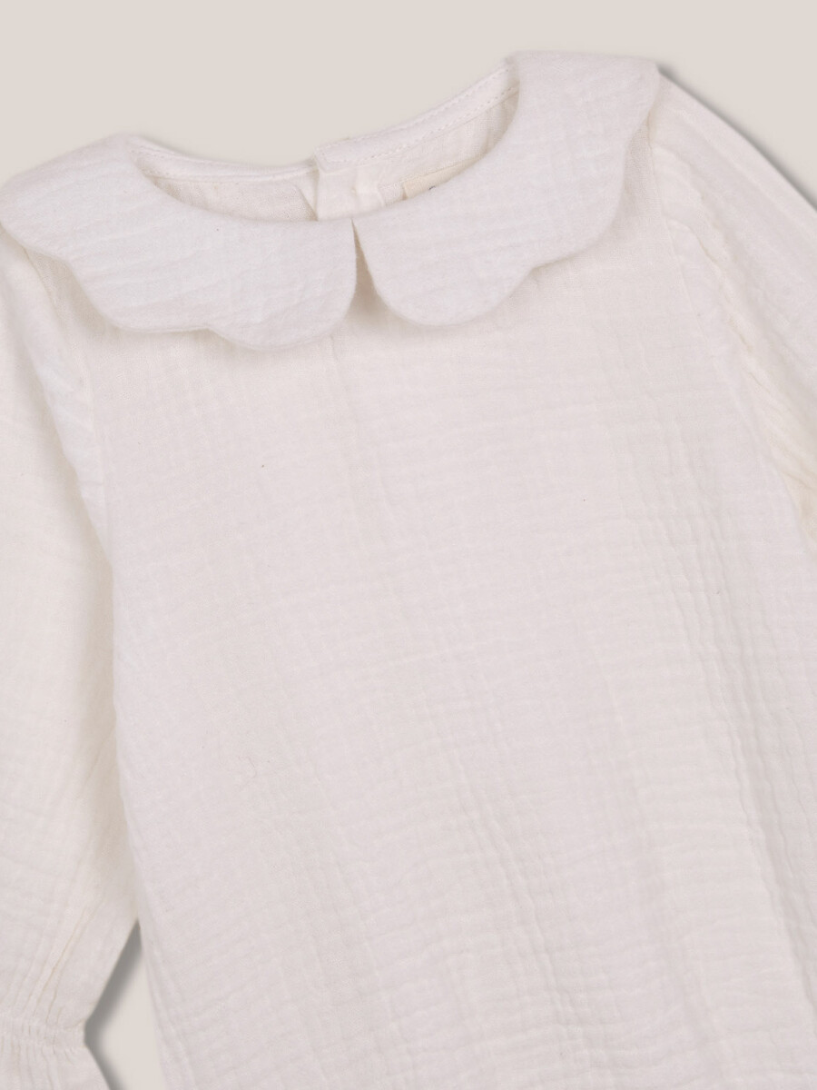 Camisa Body Con Cuello De Ondas Blanco