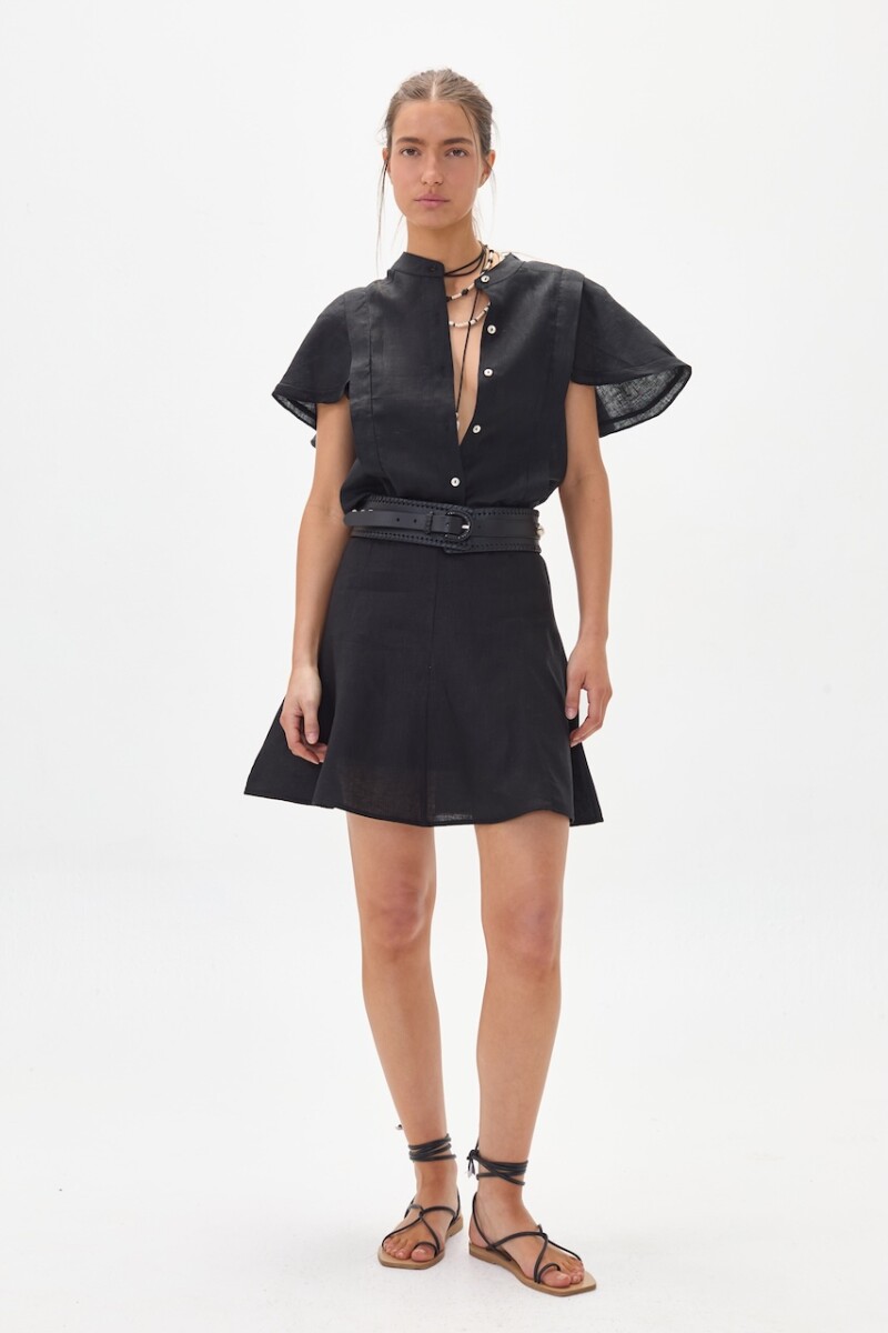 Falda Alu en Lino Negro