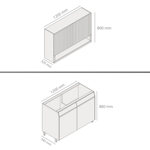 MOBILIARIO MADERA BEIGE MATE 120 CM JUEGO COCINA MODULAR GAMAS DE BEIGE