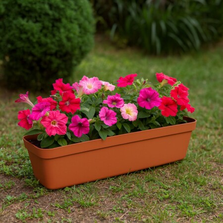Maceta jardinera rectangular Floratta 80 20.5 Litros - TEJA TERRACOTA