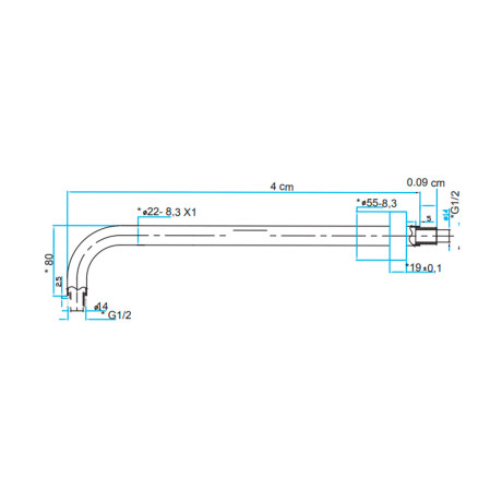 BRAZO DE DUCHA CROMO 0.45X0.09XX0.025 AQUALIA 000