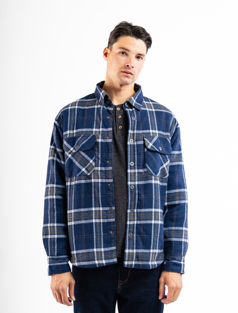 Sobrecamisa de Franela con Corderito Marino Oscuro/ fantasia 1