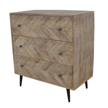 COMODA 3 CAJONES MADERA NATURAL-BEIGE ARETINA