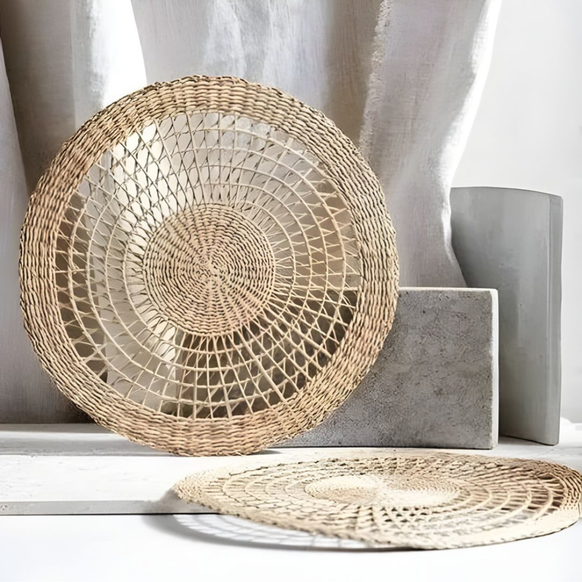 Individual Seagrass Diseño Círculos Rustico Hogar