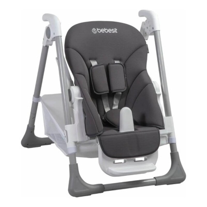 Silla de comer para bebé Bebesit Snack plegable y ajustable gris con cinturón seguro para usar en casa Gris